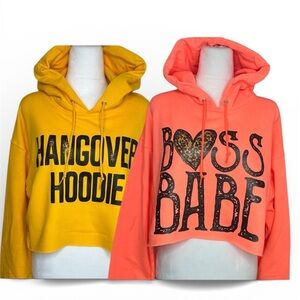Cropped Hoodie Bundle Hangover Hoodie Leopard Boss Babe Crop Tops Graphic Tees